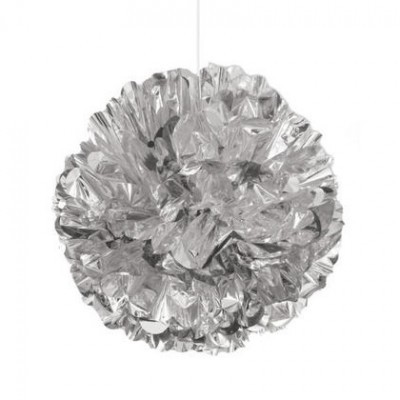 Pompom Grande Prateado Metálico