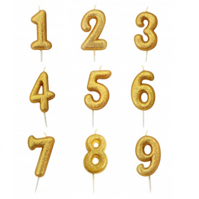 Vela Número Glitter Dourado
