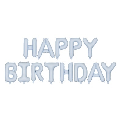 Balões Happy Birthday Azul Pastel