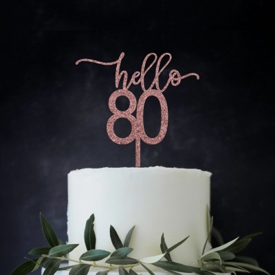 Topo Bolo Hello 80 Acrilico Glitter