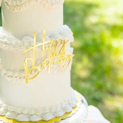 Front Topper Happy Birthday Dourado