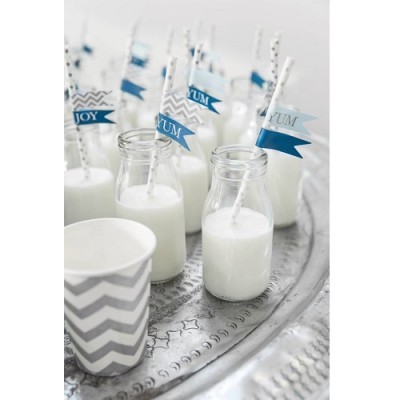 Palhinhas Prateadas Bolinhas c/ Etiquetas