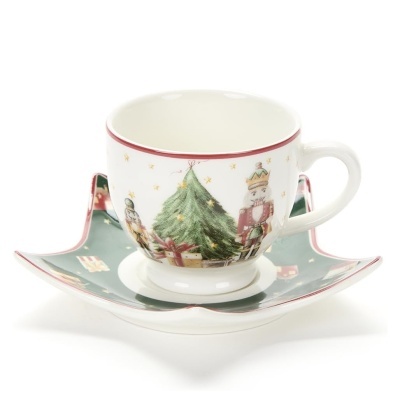 Christmas Carol Chávena e Pires em Estrela Verde