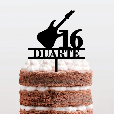 Topo Bolo Guitarra Rock Nome e Idade