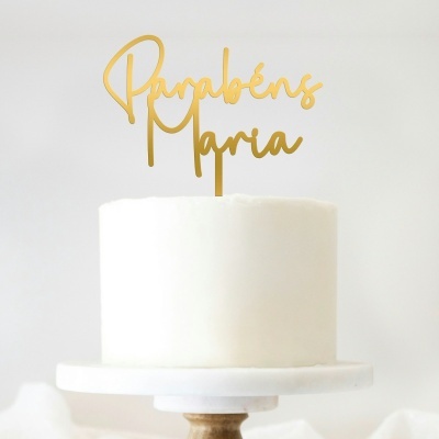 Topo Bolo Acrilico Letra 1