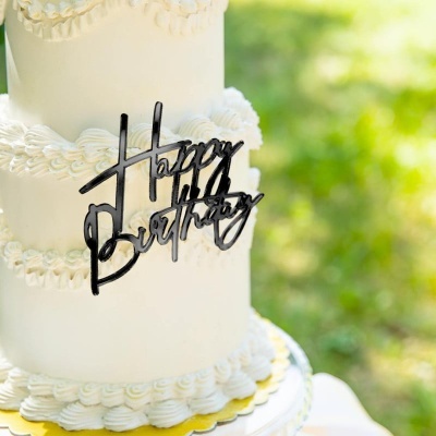 Front Topper Happy Birthday Preto