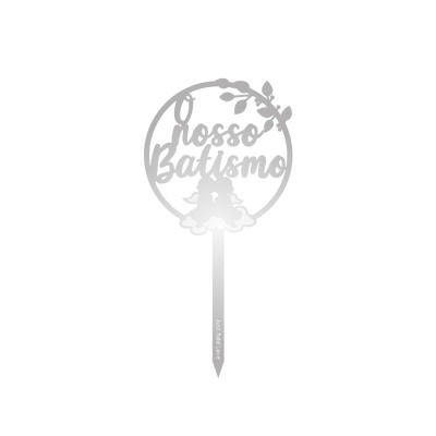 Mini Topo Bolo O Nosso Batismo Prata