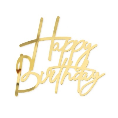 Front Topper Happy Birthday Dourado