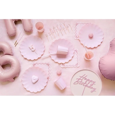 Topo Happy Birthday Rosa Acrílico