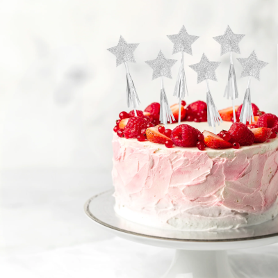 Toppers Estrelas Prateadas Glitter