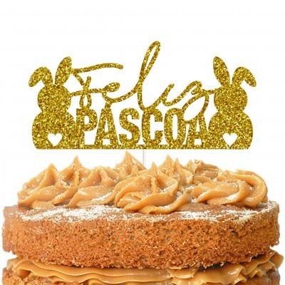 Topo Bolo Páscoa Papel Glitter