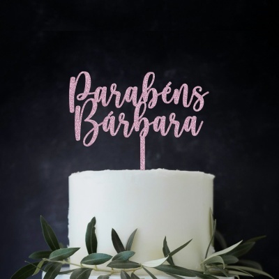 Topo Bolo Acrilico Letra 2 Glitter