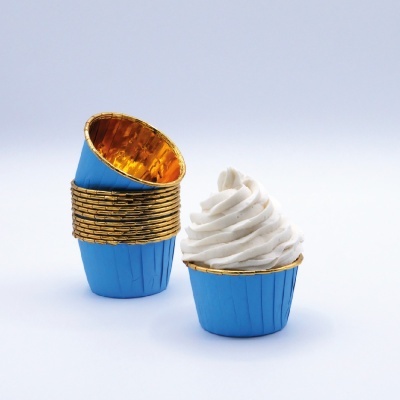 Formas Cupcakes Azul Escura e Douradas
