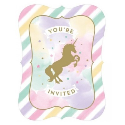 Convites Unicórnios Dourado