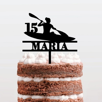 Topo Bolo Canoagem Mulher Nome e Idade