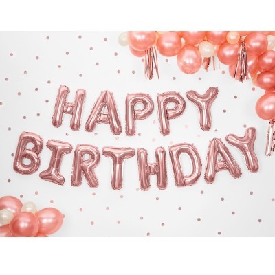 Balões Happy Birthday Rose Gold