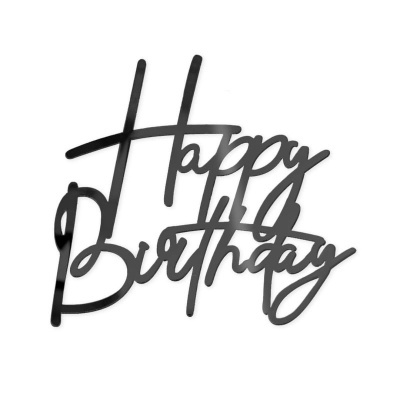 Front Topper Happy Birthday Preto