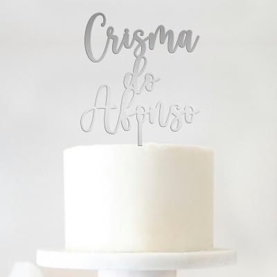 Topo Bolo Crisma Acrílico