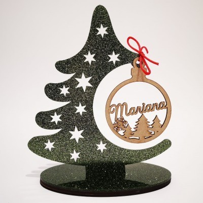 Bola Natal Recortada MDF Pinheiro