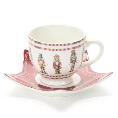 Christmas Carol Chávena e Pires em Estrela Vermelho