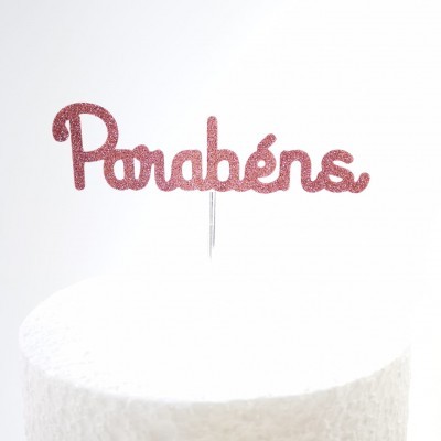 Topo Bolo Parabéns Papel Glitter