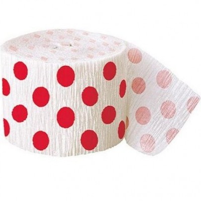 Fita Crepe Bolinhas Vermelhas