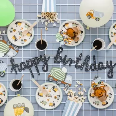 Pratos Carrinhos Construção Pequenos