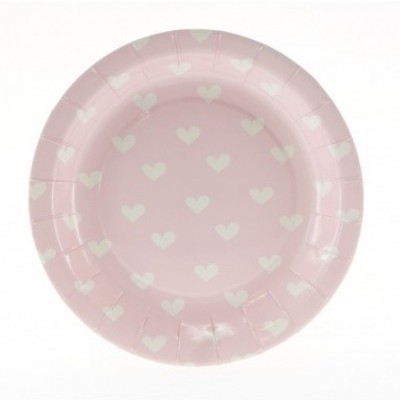 Pratos Rosa Claro Corações Pequeno