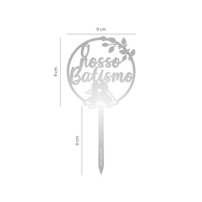 Mini Topo Bolo O Nosso Batismo Prata