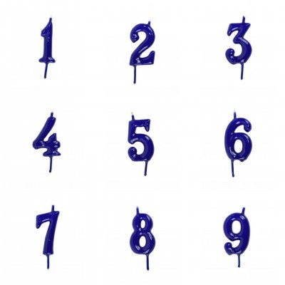 Vela Número Artesanal Azul Escuro