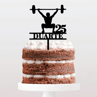 Topo Bolo Ginásio Crossfit Homem Nome e Idade