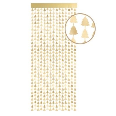 Fundo Cortina Dourada Pinheiros Natal