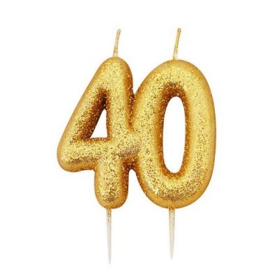 Vela Número 40 Glitter Dourado