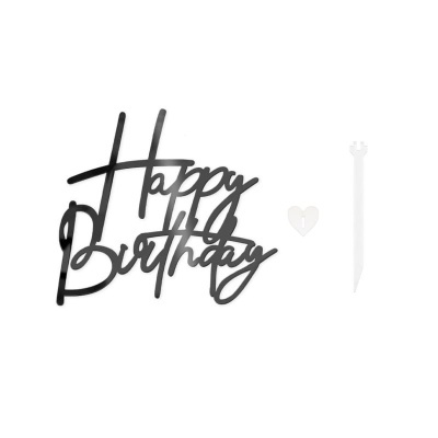 Front Topper Happy Birthday Preto