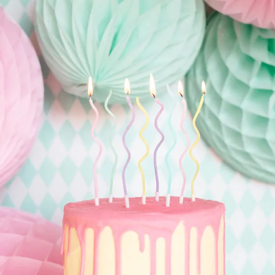 Velas Espiral Finas Cores Pastel