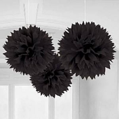 Conj. 3 Pompons Grandes Preto