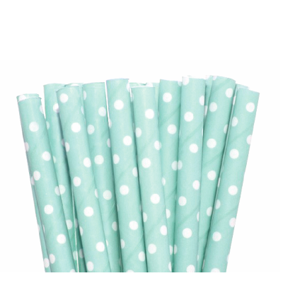 Palhinhas Azul Claro Bolinhas Brancas -  Conj. 10