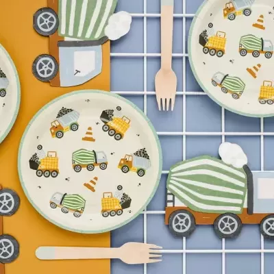 Pratos Carrinhos Construção Pequenos