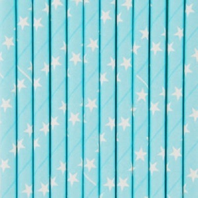 Palhinhas Azul Claro Estrelas -  Conj. 25