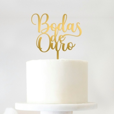 Topo Bolo Bodas de Ouro Simples