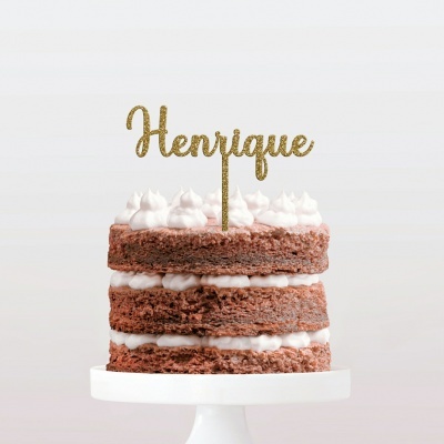 Topo Bolo Acrilico Letra 3 Glitter