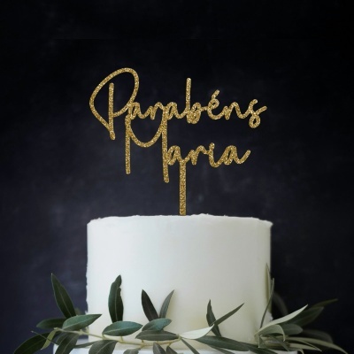 Topo Bolo Acrilico Letra 1 Glitter