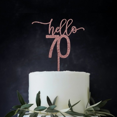 Topo Bolo Hello 70 Acrilico Glitter