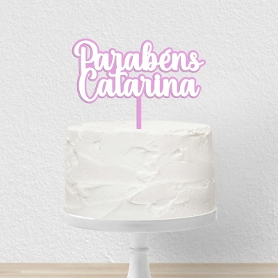 Topo Bolo Acrilico Duplo Branco e Cor Pastel