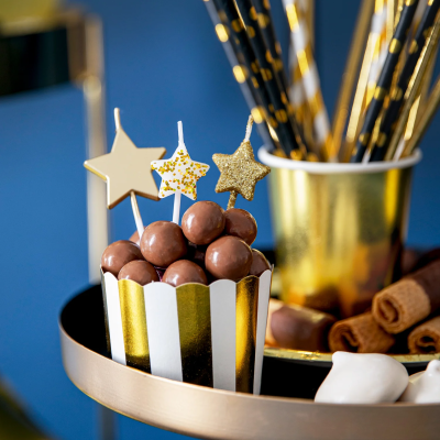 Conj. 5 Velas Estrelas Douradas