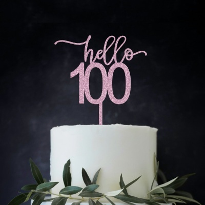Topo Bolo Hello 100 Acrilico Glitter