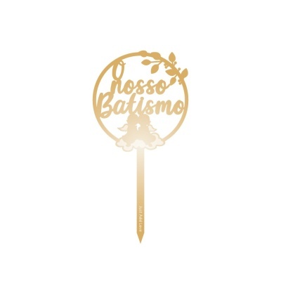 Mini Topo Bolo O Nosso Batismo Ouro