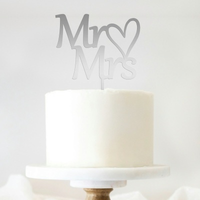 Topo Bolo Mr & Mrs Coração