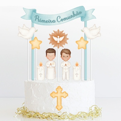 Topo Bolo Primeira Comunhão Menino