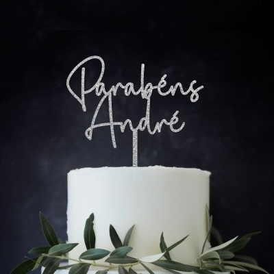 Topo Bolo Acrilico Letra 1 Glitter